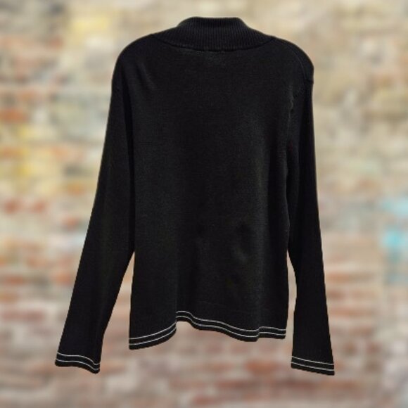 Faded Glory Black Stretch Knit Zip Up Sweater - L (12/14) - Picture 2 of 7